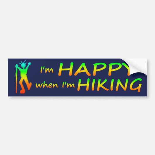 Happy Hiking Multicolor Bumpersticker (Voorkant)