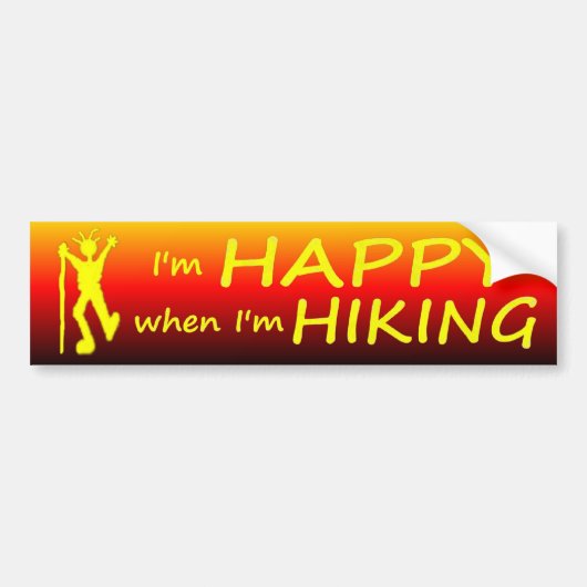 Happy Hiking Sunset Bumpersticker (Voorkant)