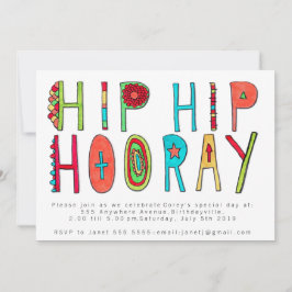 Happy Hip Hooray Birthday Party nodigt uit Kaart