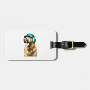 Happy Hip-Hop Golden Retriever Bagagelabel