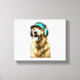Happy Hip-Hop Golden Retriever Canvas Afdruk