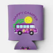 Happy Hippie Camper Van Fun Kleurrijke Graphic Blikjeskoeler (Achterkant)