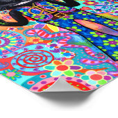 Happy Hippie Cat Peace Sign Paarse zonnebril '60's Poster (Hoek)