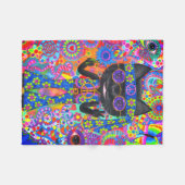 Happy Hippie Cat Sunglazen Vredesgeblazen Bloem Fleece Deken (Voorkant (Horizontaal))