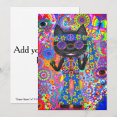 Happy Hippie Cat Sunglazen Vredesgeblazen Bloem Kaart (Voorkant / Achterkant)