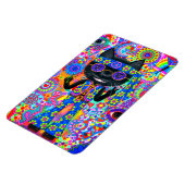 Happy Hippie Cat Sunglazen Vredesgeblazen Bloem Magneet (Linkerzijde)