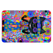 Happy Hippie Cat Sunglazen Vredesgeblazen Bloem Magneet (Horizontaal)