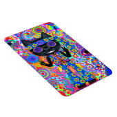 Happy Hippie Cat Sunglazen Vredesgeblazen Bloem Magneet (Rechterzijde)