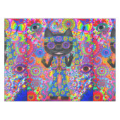 Happy Hippie Cat Sunglazen Vredesgeblazen Bloem Tafelkleed (Voorkant (Horizontaal))
