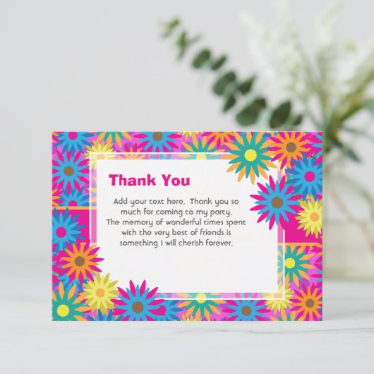 Happy Hippie Flower Power Dank je opmerkingen Bedankkaart (Staand voorkant)