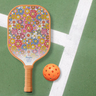 Happy Hippie Flowers Gepersonaliseerde tekst Pickleball Paddle