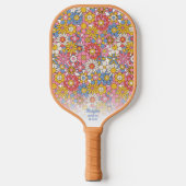 Happy Hippie Flowers Gepersonaliseerde tekst Pickleball Paddle (Voorkant)