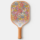 Happy Hippie Flowers Gepersonaliseerde tekst Pickleball Paddle (Achterkant)