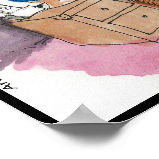 Happy Hippie Funny Poster van LT Cartoons (Hoek)