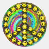 Happy Hippie Peace Ronde Sticker (Voorkant)
