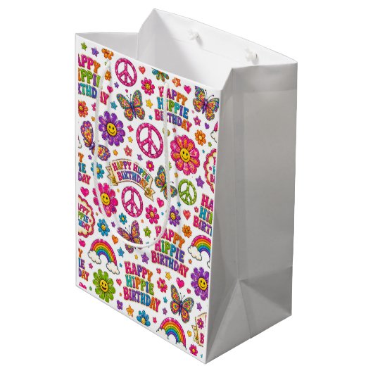 Happy Hippie Verjaardag cadeautas (Achterkant Gekanteld)