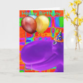Happy Hippo Artsy Paars Kaart (Gele Bloem)