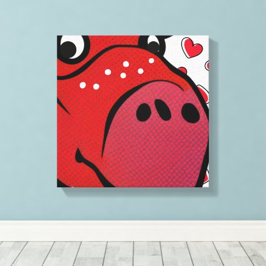 Happy Hippo Canvas Afdruk (Insitu (Houten vloer))