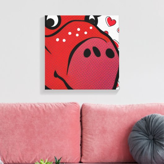 Happy Hippo Canvas Afdruk (Insitu (Woonkamer))