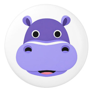 Happy Hippo Face Keramische Knop