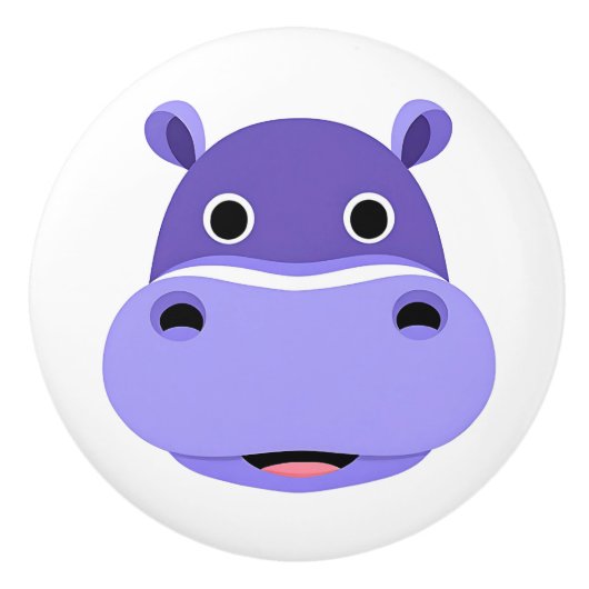 Happy Hippo Face Keramische Knop (Voorkant)