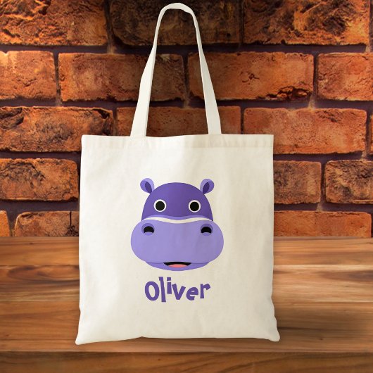 Happy Hippo Face Tote Bag
