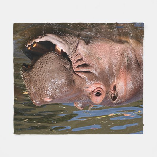 Happy hippo fleece deken (Voorkant (Horizontaal))