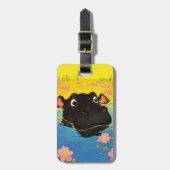 Happy Hippo in Blooming Pond Bagagelabel (Voorkant verticaal)
