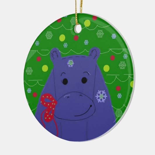 Happy Hippo-kerstontwerp Keramisch Ornament (Links)
