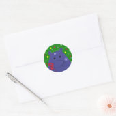 Happy Hippo-kerstontwerp Ronde Sticker (Envelop)