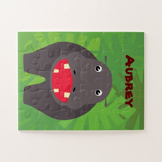 Happy Hippo Little Kinder Personalized Legpuzzel (Horizontaal)