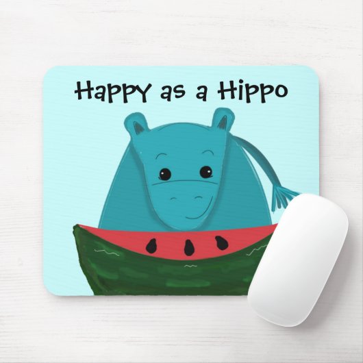 Happy Hippo met Watermelon Slice Muismat (Met muis)