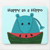 Happy Hippo met Watermelon Slice Muismat (Voorkant)