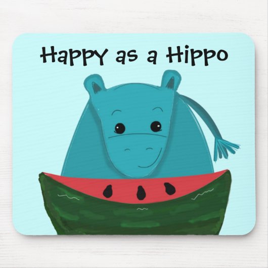 Happy Hippo met Watermelon Slice Muismat (Voorkant)
