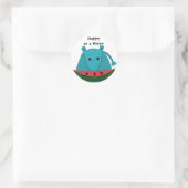 Happy Hippo met Watermelon Slice Ronde Sticker (Tas)