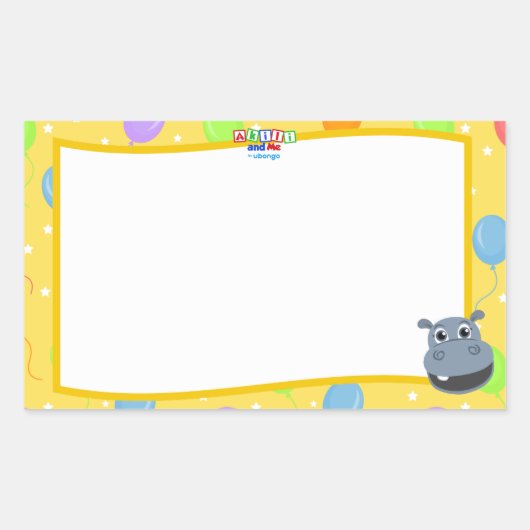 Happy Hippo Naam Tag Sticker (Voorkant)