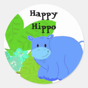 Happy Hippo Ronde Sticker