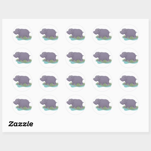 Happy Hippo Ronde Sticker (Vel)