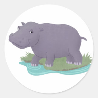Happy Hippo Ronde Sticker