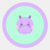 Happy Hippo Ronde Sticker (Voorkant)
