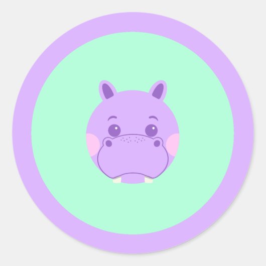 Happy Hippo Ronde Sticker (Voorkant)