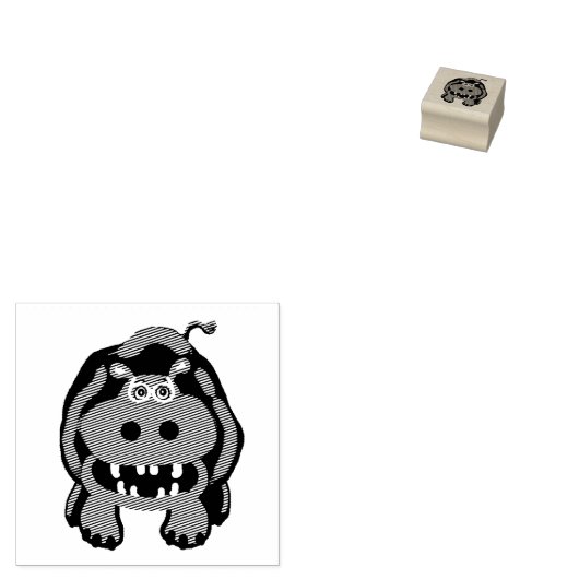 Happy hippo rubberstempel (Gestempeld)