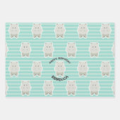 Happy Hippo Stripes Birthday Name Inpakpapier Vel (Voorkant)