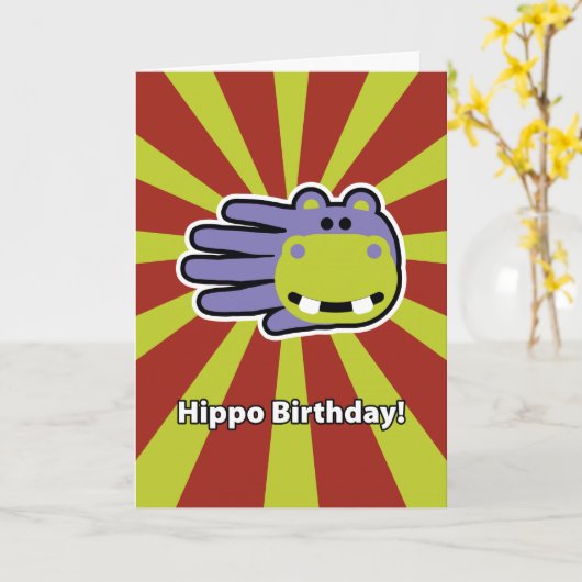Happy Hippo Verjaardag Kaart (Gele Bloem)