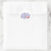 Happy Hippopotamus Ronde Sticker (Tas)