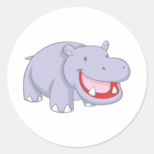 Happy Hippopotamus Ronde Sticker