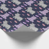 Happy Hippos en Flowers Cadeaupapier (Hoek)