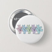 Happy Hippos pastel gingham Ronde Button 5,7 Cm (Voorkant /achterkant)