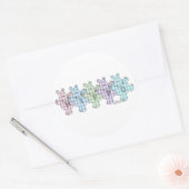 Happy Hippos pastel gingham Ronde Sticker (Envelop)