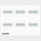 Happy Hippos pastel gingham Ronde Sticker (Vel)